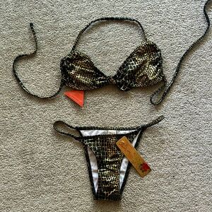 NWT black and gold San Lorenzo Bikini size M
